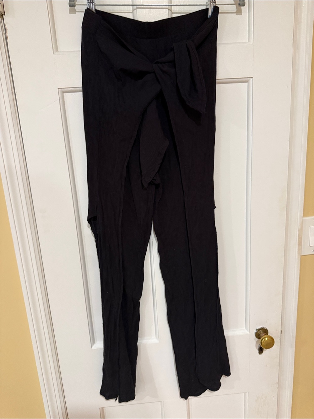 Women’s Black Tie-Front Wide-Leg Cover up Pants